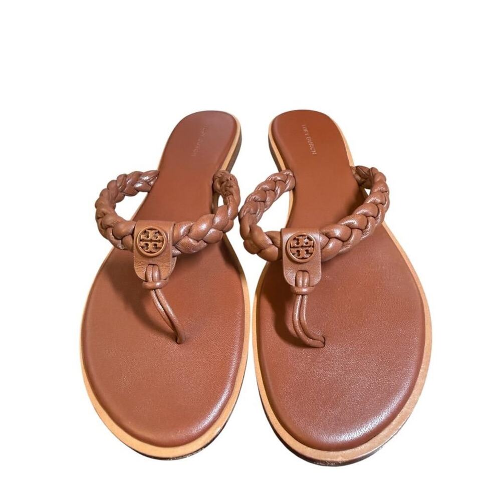 Tory Burch Benton Braided Leather Slide Sandal Brown Women size 10 - Picture 3 of 5